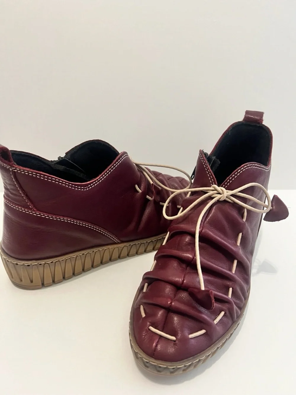 Spring Step Nespea Booties Burgundy Leather Lagenlook Comfort EU 39/8